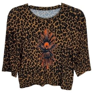 House Of Holland Leopard Animal Print Graphic Crop Top One Size
